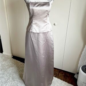 Vintage Champagne Silk Corset & Skirt Set